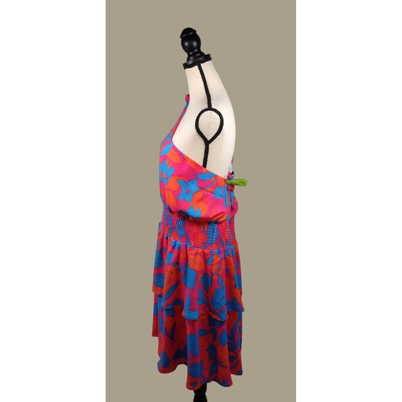 Gilli Pink, Orange and Blue Floral One Shoulder Smocked Tiered Dress Size 3X NWT - Picture 3 of 11